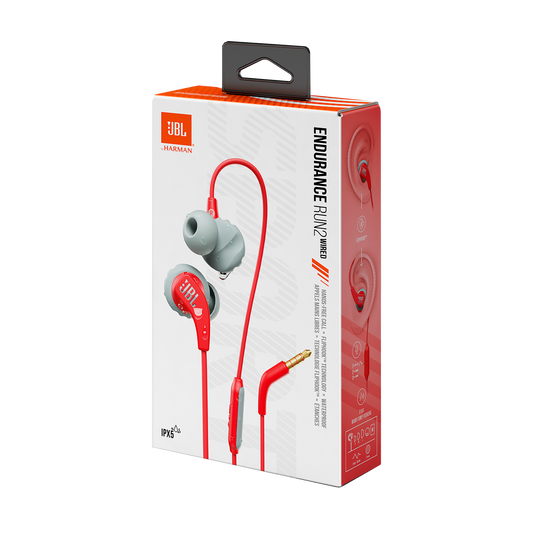 JBL Endurance Run 2 Wired - Coral - Waterproof Wired Sports In-Ear Headphones - Detailshot 10